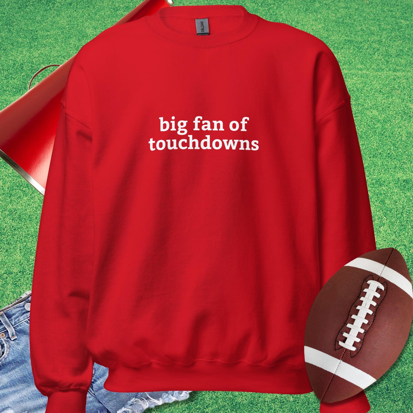 Big Fan of Touchdowns Sweatshirt in Red - Football Tailgating [product_type} by Sideline Gods