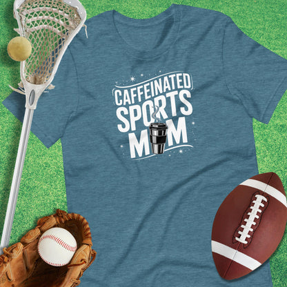 Caffeinated Sports Mom T-Shirt in Heather Deep Teal - Cute Sports Mom T-Shirt | Sideline Gods