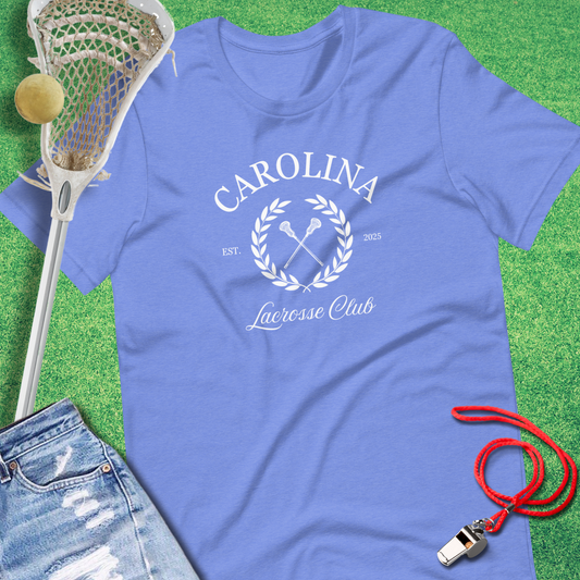 Carolina Lacrosse Club T-Shirt in Heather Columbia Blue - Carolina Lacrosse T-Shirt | Sideline Gods