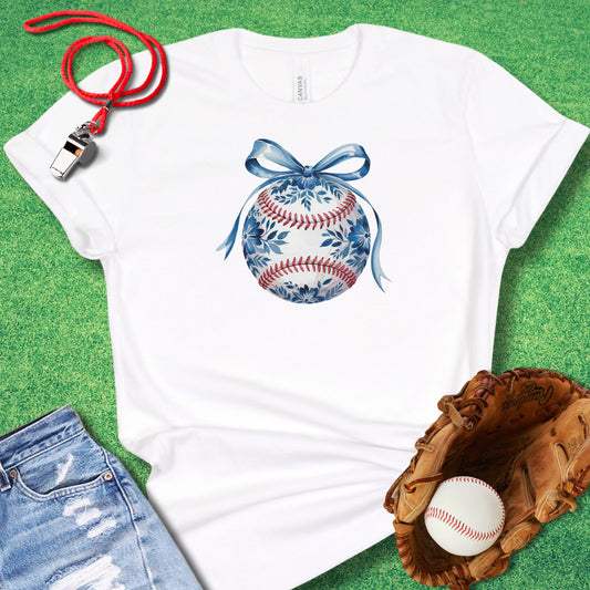 Chinoiserie Baseball T-Shirt in White - Unique Baseball T-Shirt for Players and Fans | Sideline Gods