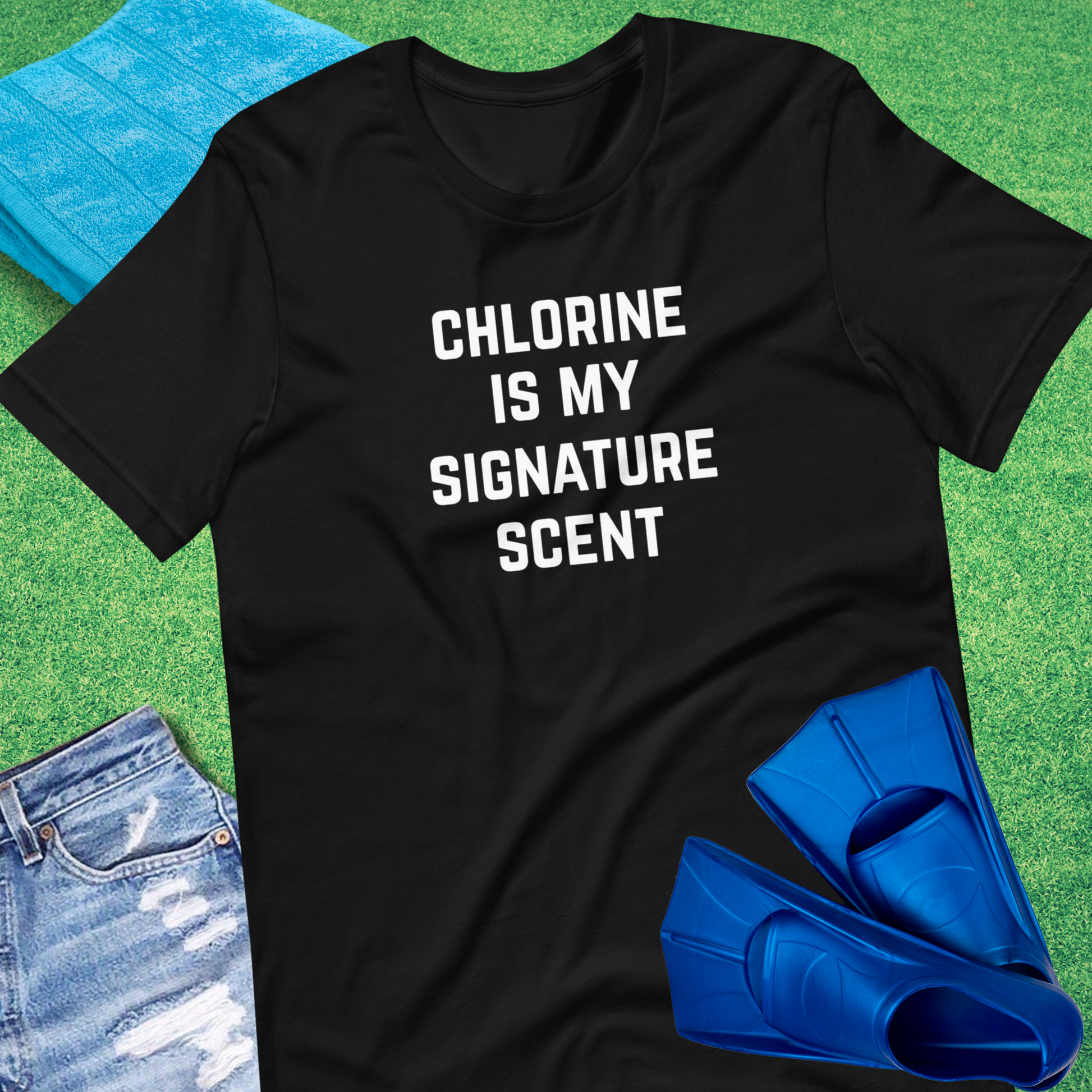 Chlorine Is My Signature Scent T-shirt in Black - Funny Swim Team Gear | Sideline Gods