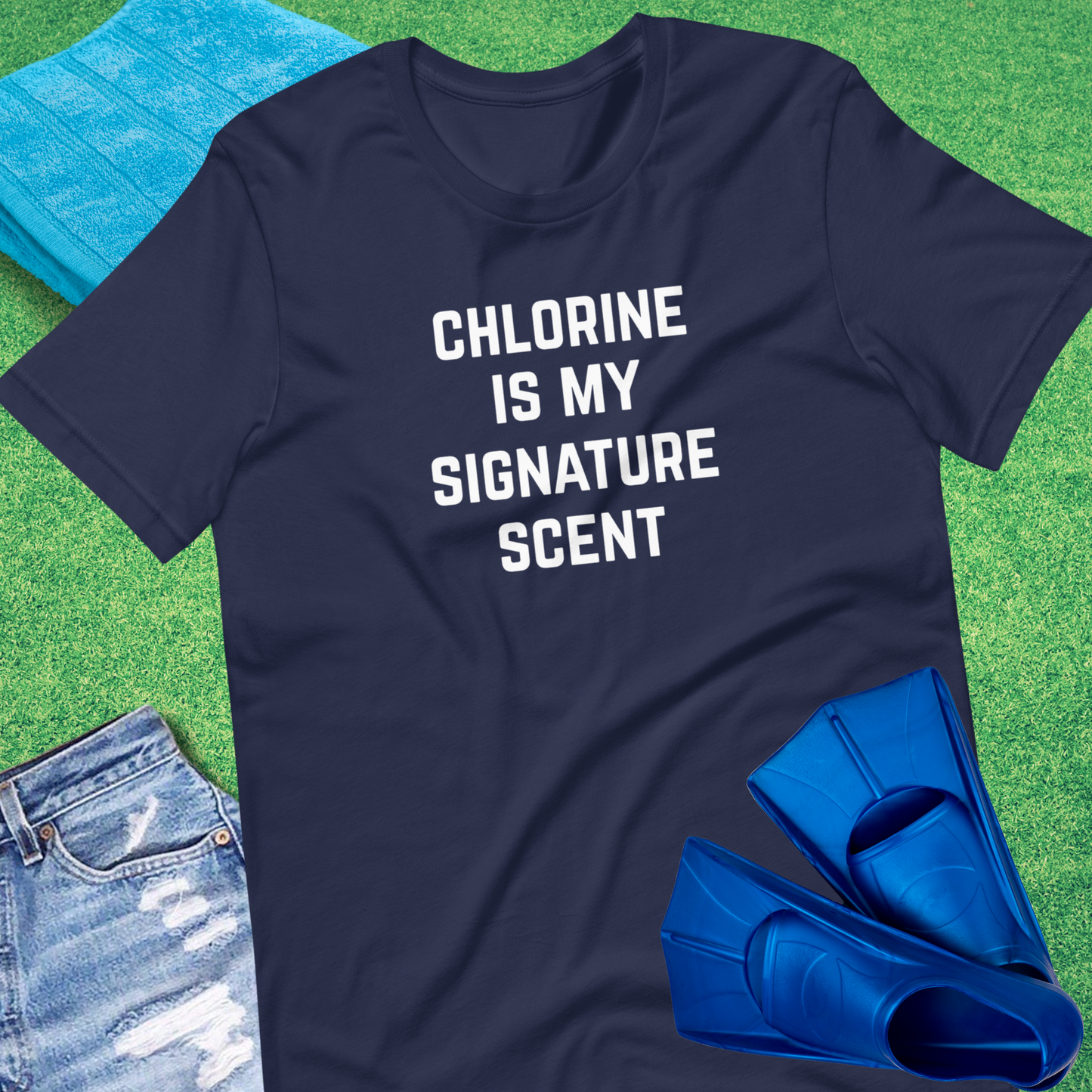 Chlorine Is My Signature Scent T-shirt in Navy - Funny Pool Side Gear | Sideline Gods