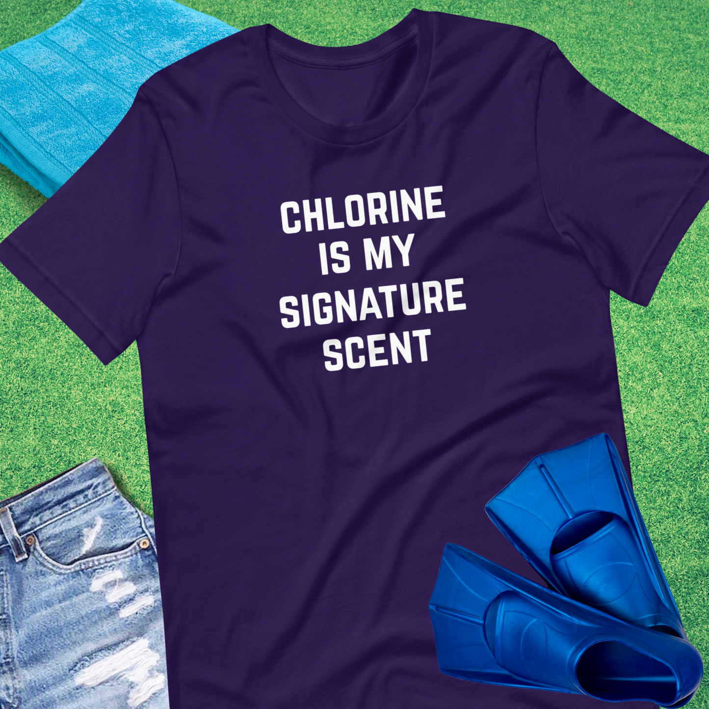 Chlorine Is My Signature Scent T-shirt in Team Purple - Sarcastic Swim Team T-Shirt | Sideline Gods