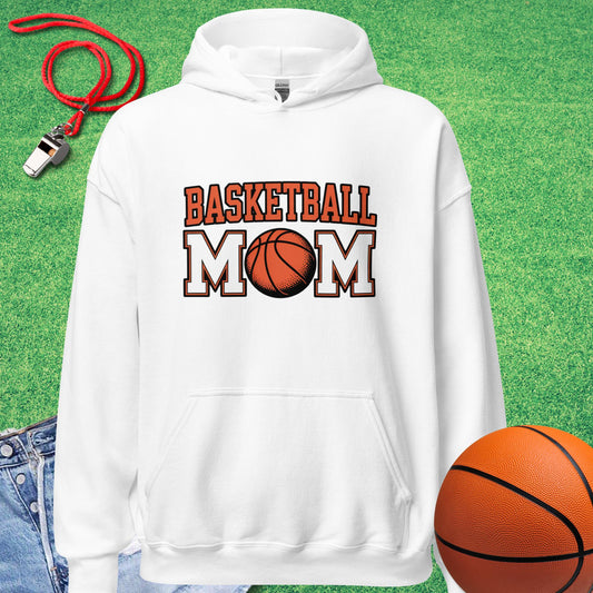 Classic Basketball Mom Hoodie in White - Basketball Mom Gift | Sideline Gods