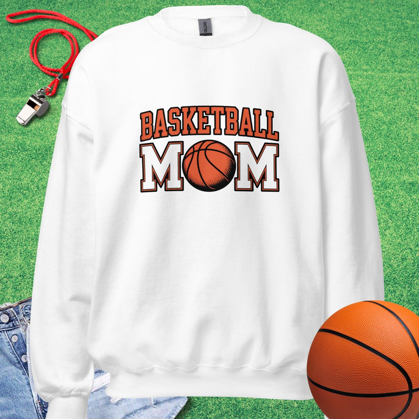 Classic Basketball Mom Sweatshirt in White - Basketball Mom Gift | Sideline Gods