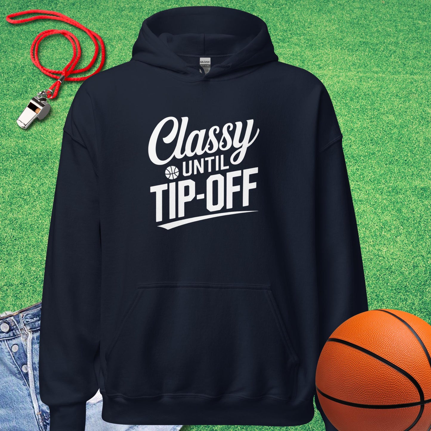 Classy Until Tip-off Script Hoodie in Navy - Basketball Mom Hoodie  | Sideline Gods