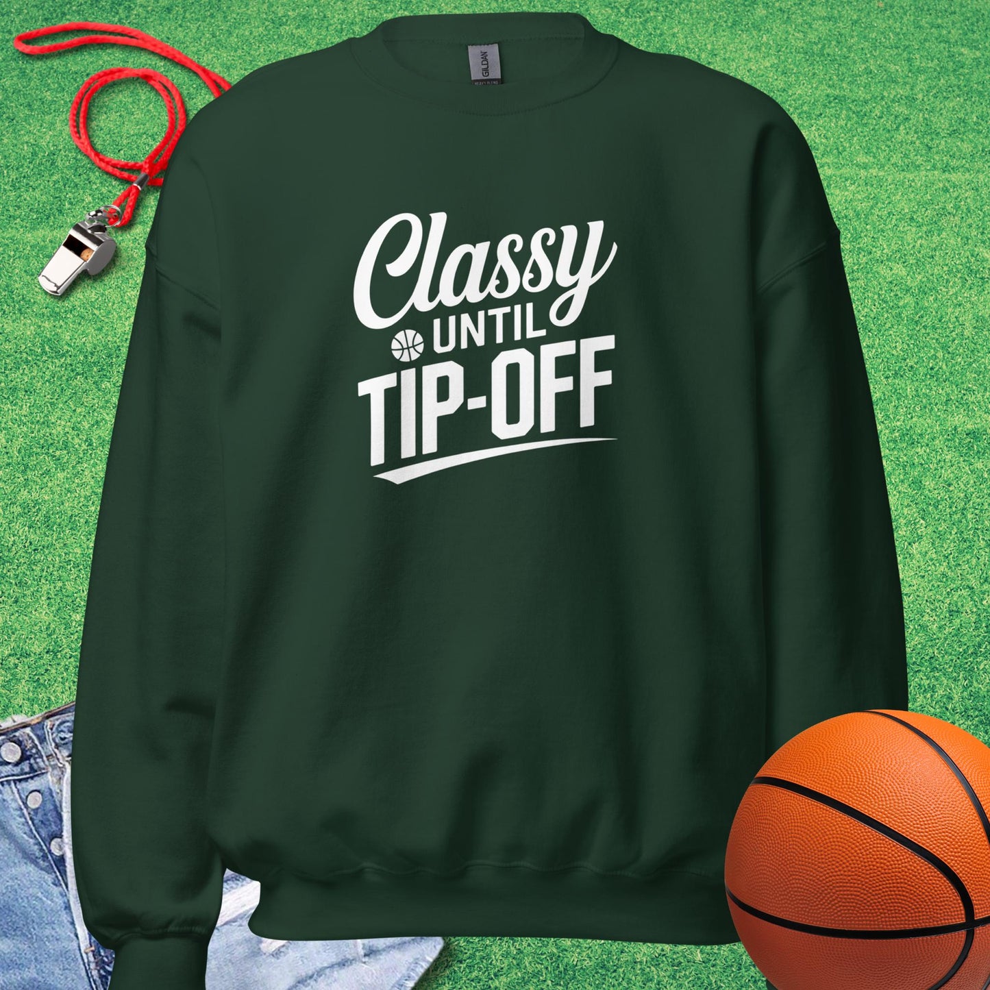 Classy Until Tip-off Script Sweatshirt in Forest Green - Cute Basketball Mom Sweatshirt  | Sideline Gods