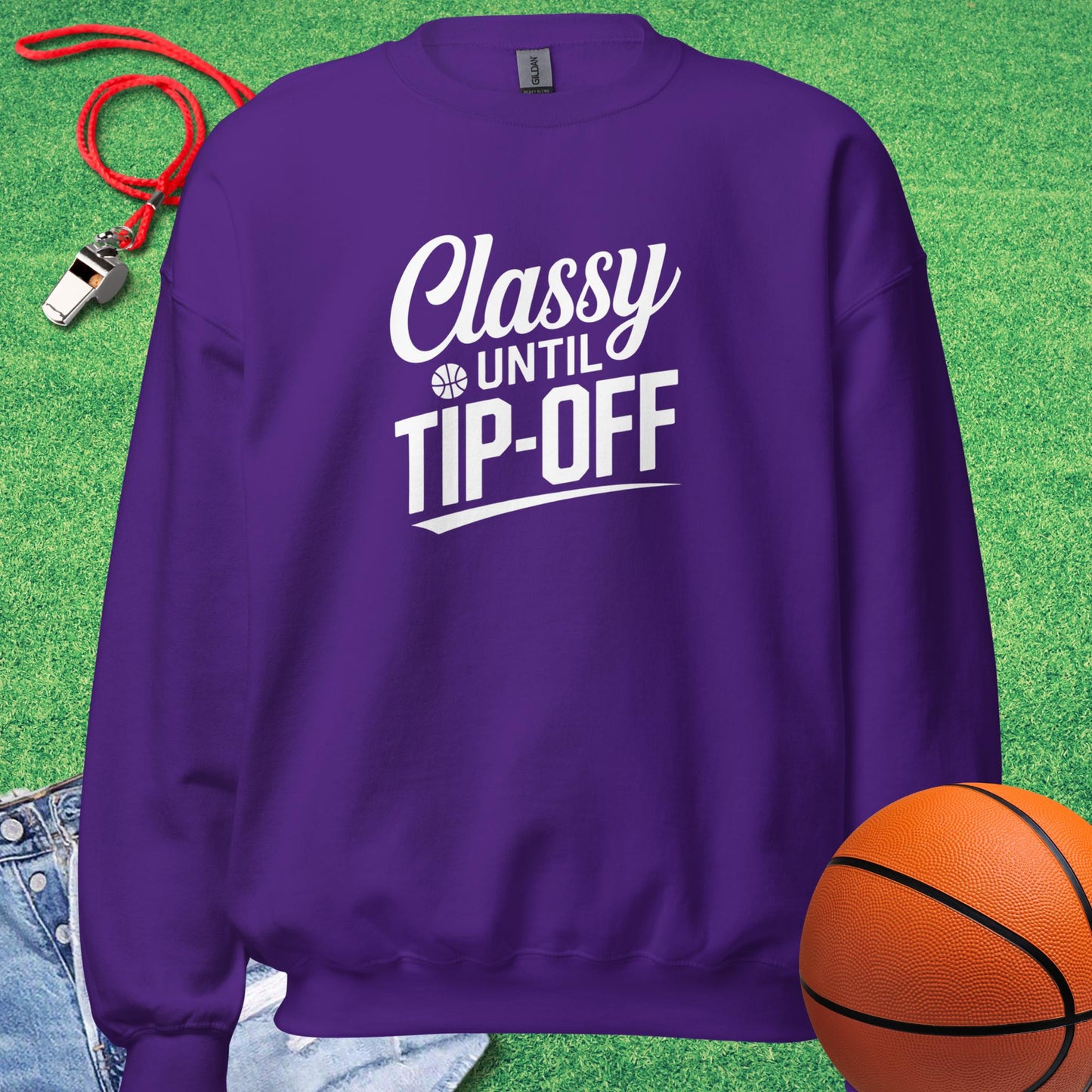 Classy Until Tip-off Script Sweatshirt in Purple - Basketball Mom Gift | Sideline Gods
