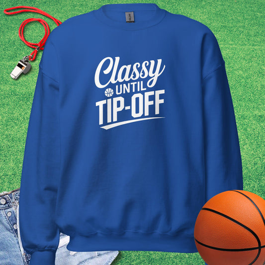 Classy Until Tip-off Script Sweatshirt in Royal - Basketball Mom Sweatshirt  | Sideline Gods
