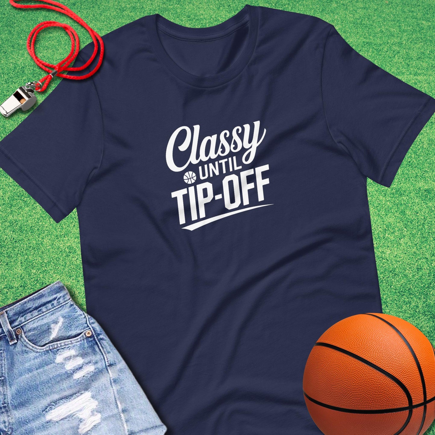 Classy Until Tip-off Script T-Shirt in Navy - Basketball Mom Tournament T-Shirt  | Sideline Gods