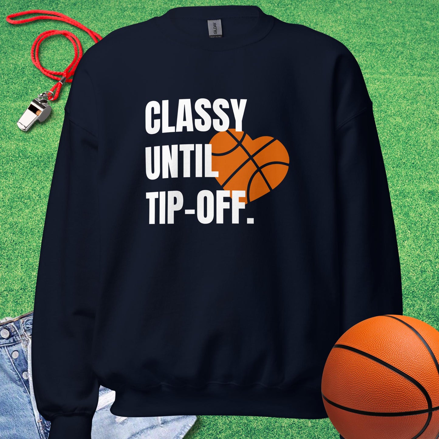 Classy Until Tip-off Sweatshirt in Navy - Basketball Mom Tournament Sweatshirt  | Sideline Gods
