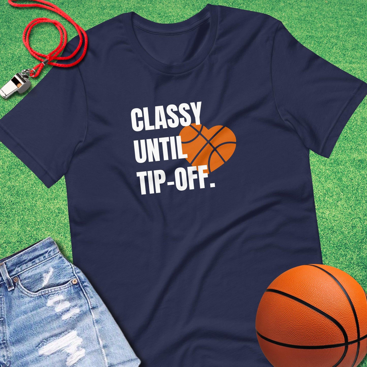 Classy Until Tip-off T-Shirt in Navy - Basketball Mom Spirit | Sideline Gods