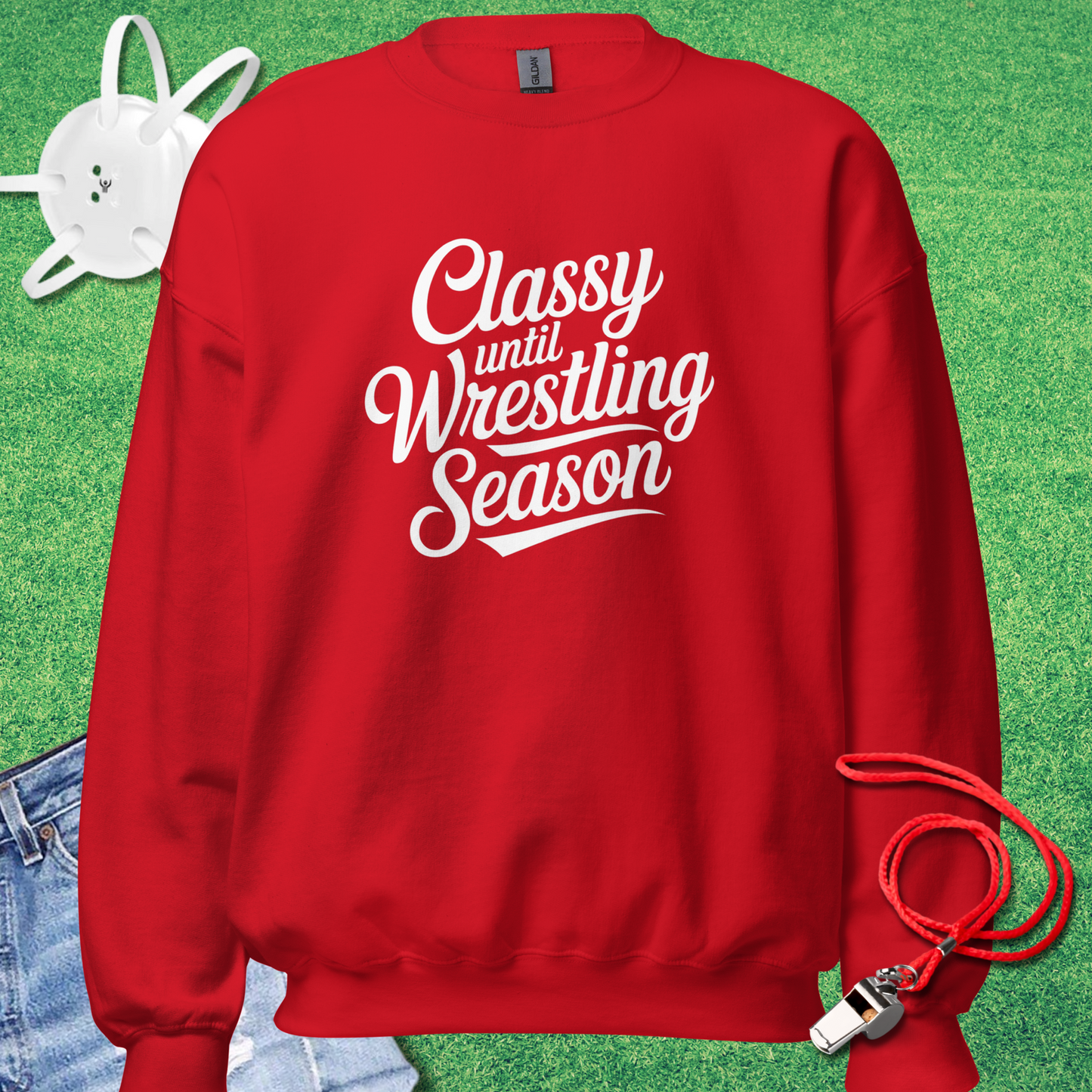 Classy Until Wrestling Season Sweatshirt in Red - Wrestling Mom Sweatshirt | Sideline Gods