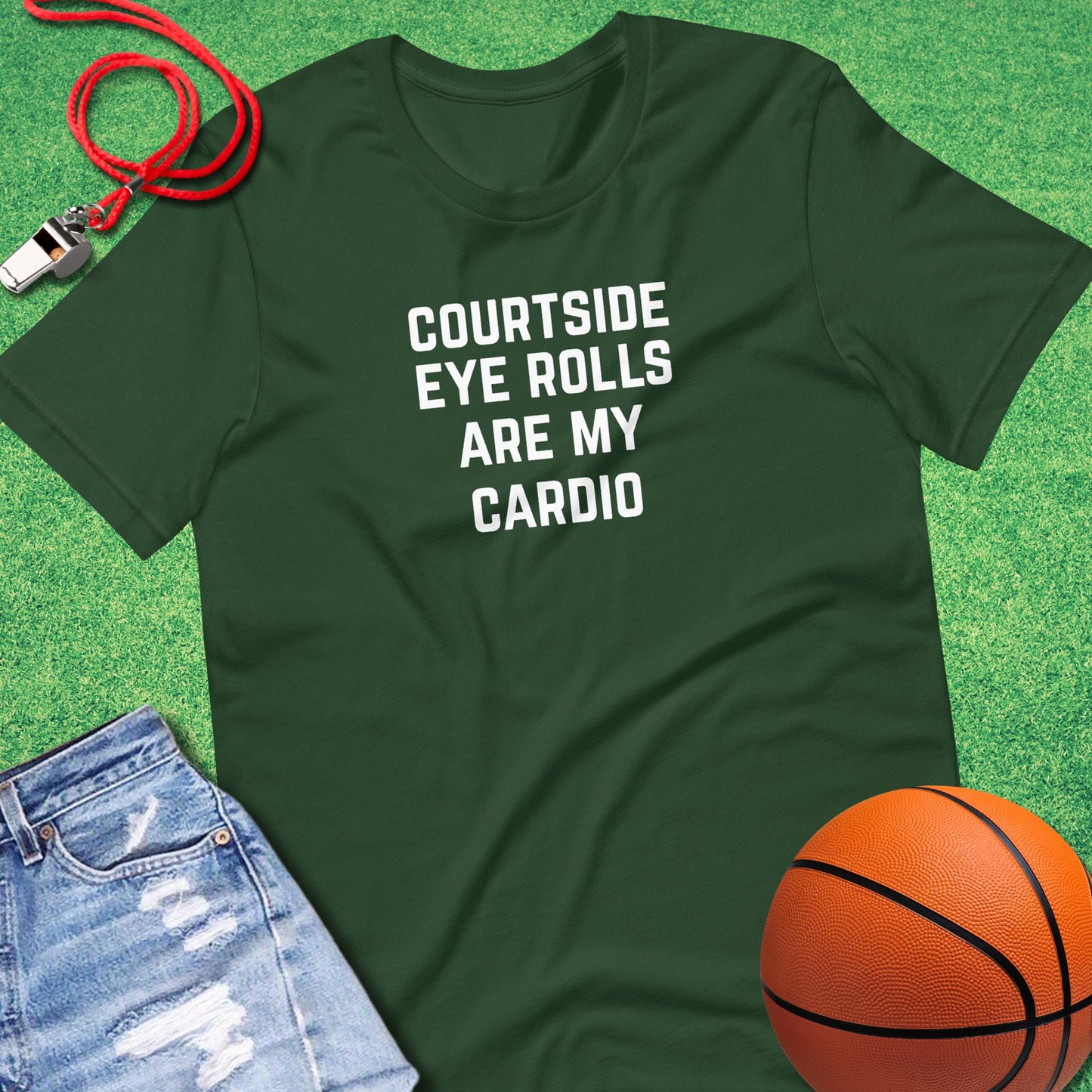 Courtside Eye Roll T-Shirt in Forest - BBall Mom T-Shirt  | Sideline Gods