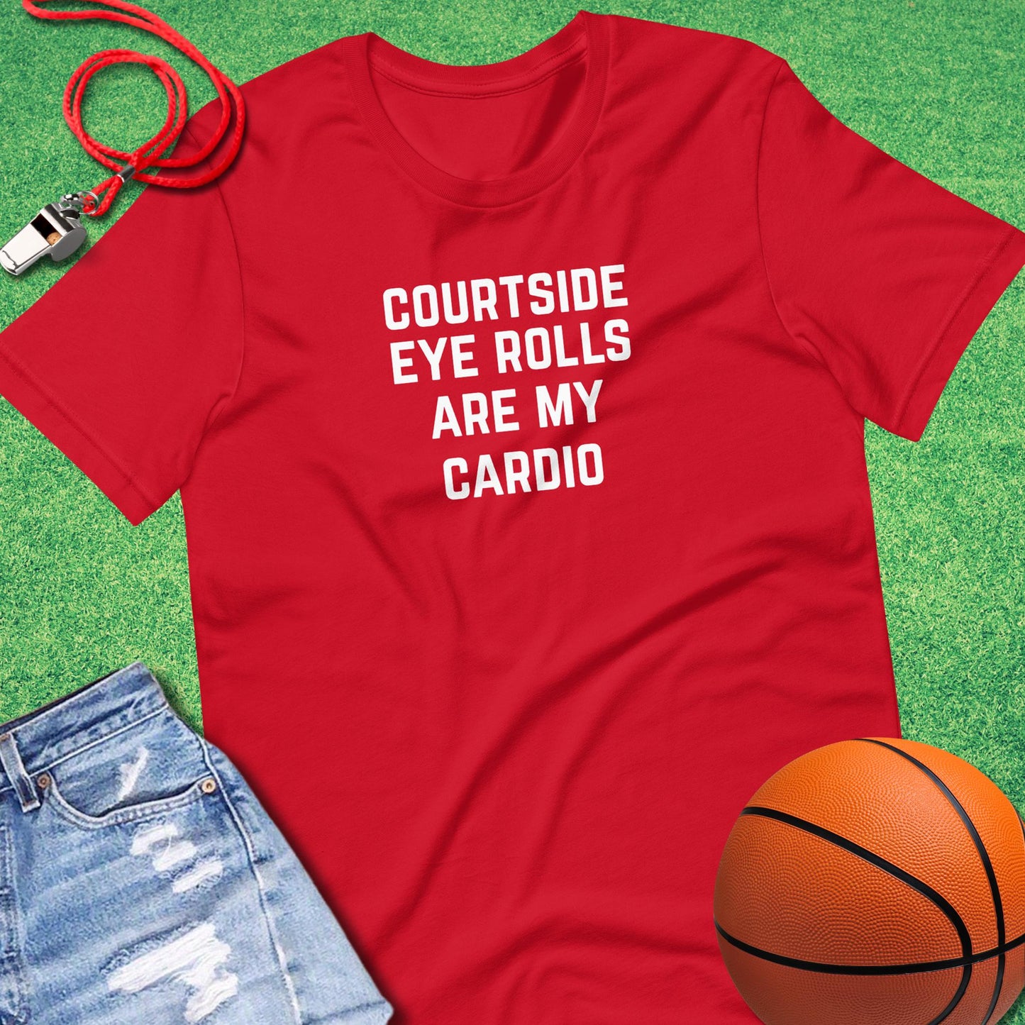 Courtside Eye Roll T-Shirt in Red - Cute Basketball Mom T-Shirt  | Sideline Gods