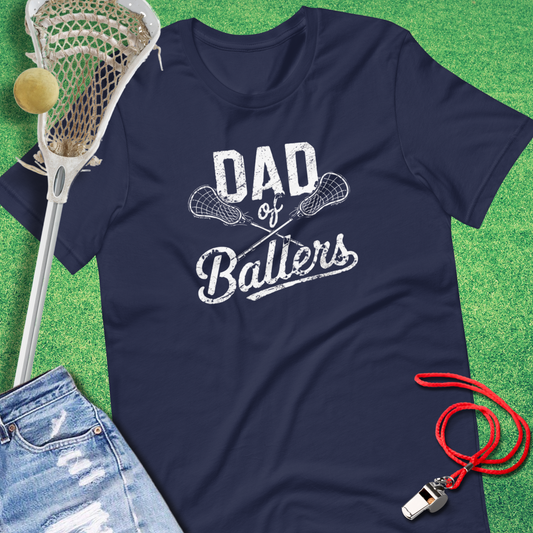 Dad of Lacrosse Ballers T-Shirt in Navy - Lacrosse Dad T-Shirt | Sideline Gods