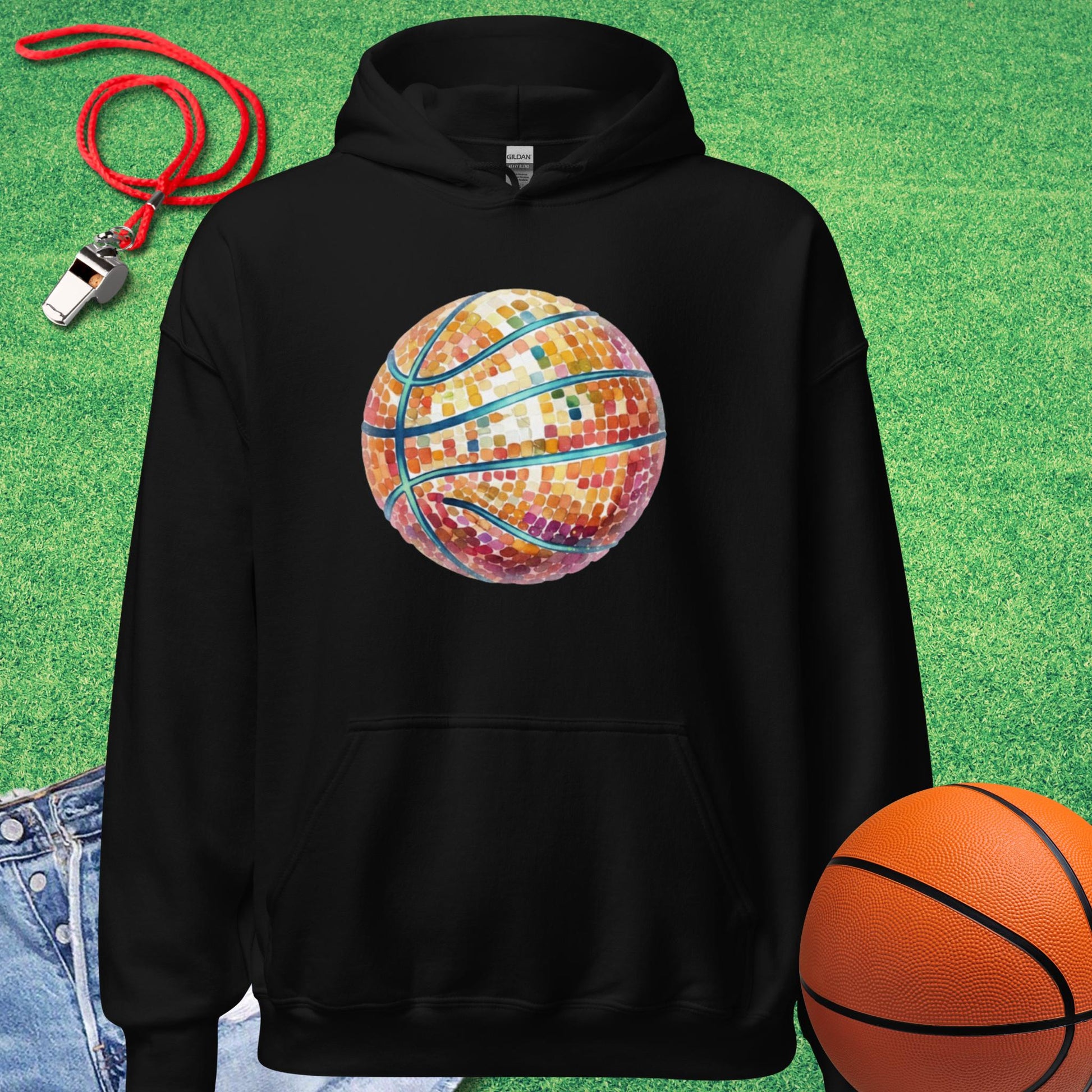 Disco Basketball Hoodie in Black - Old School Basketball Hoodie  | Sideline Gods
