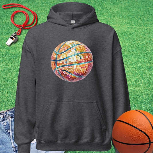 Disco Basketball Hoodie in Dark Heather - Retro Basketball Hoodie  | Sideline Gods