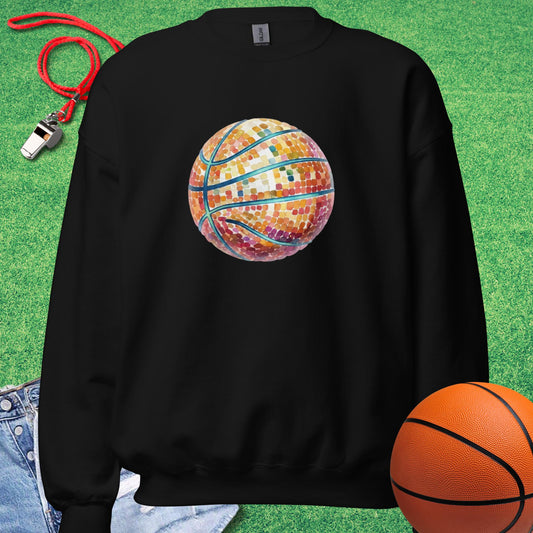 Disco Basketball Sweatshirt in Black - Retro Basketball Sweatshirt  | Sideline Gods