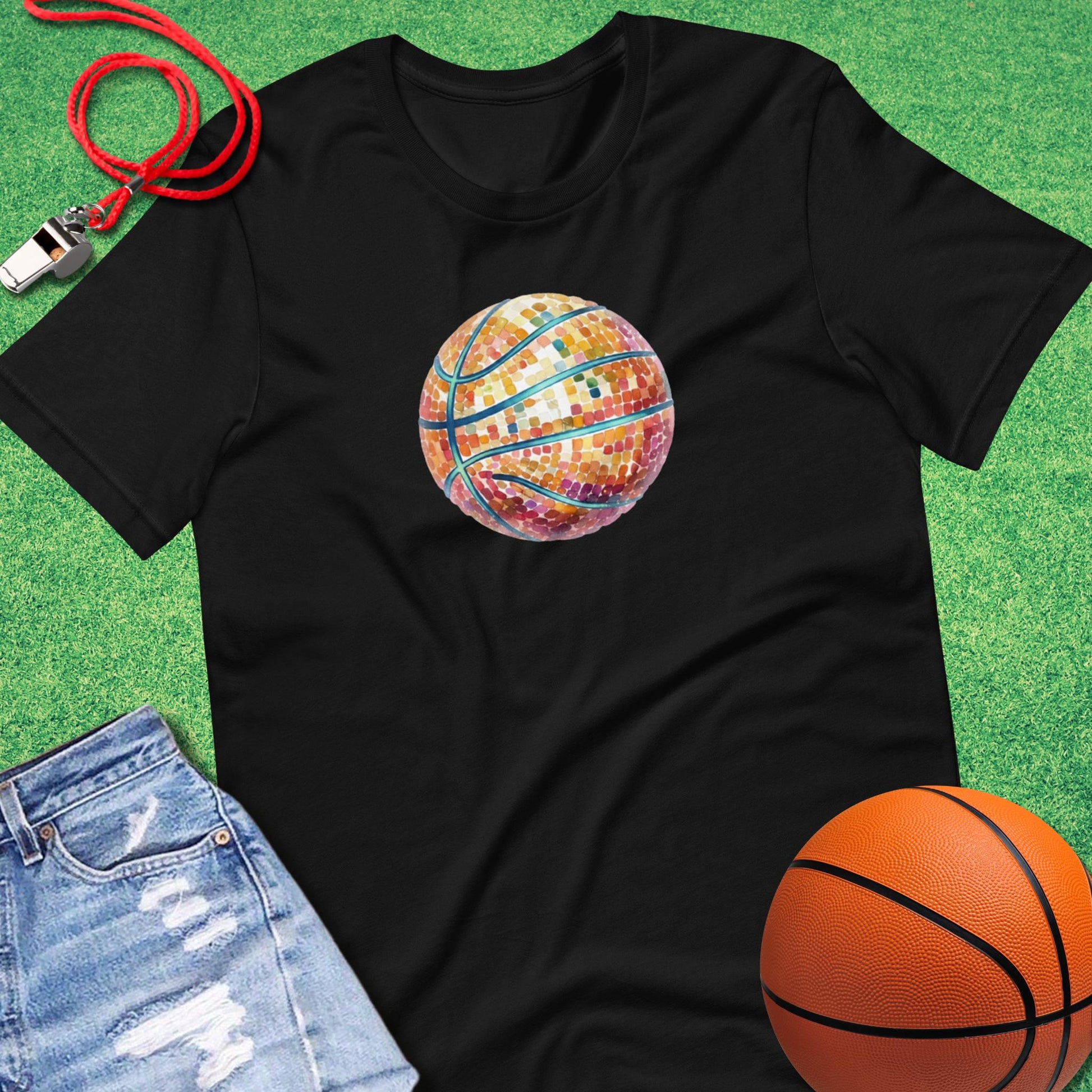 Disco Basketball T-Shirt in Black - Old School Basketball T-Shirt  | Sideline Gods