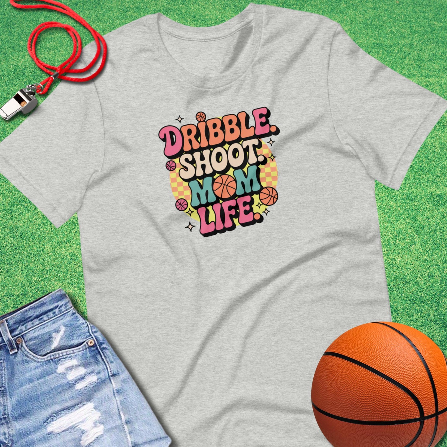 Dribble Shoot Mom Life T-Shirt in Athletic Heather - Basketball Mom Tournament T-Shirt  | Sideline Gods
