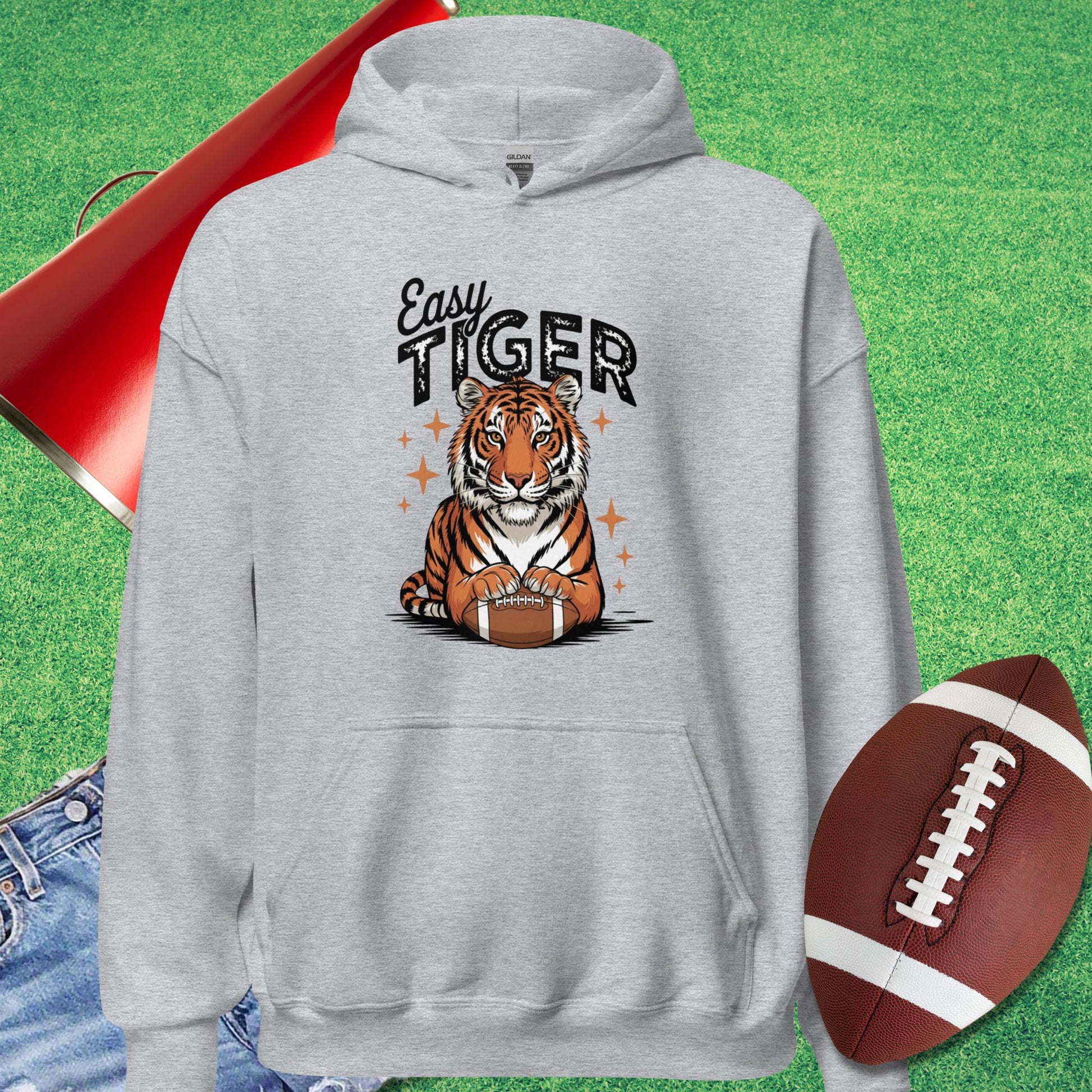Easy Tiger Football Hoodie in Sport Grey - Sarcastic Football Hoodie by Sideline Gods