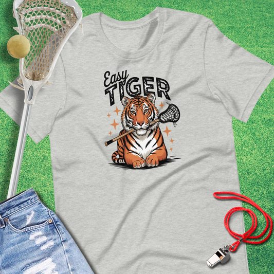 Easy, Tiger T-Shirt in Athletic Heather - Unique Lacrosse T-Shirt for Players and Fans | Sideline Gods