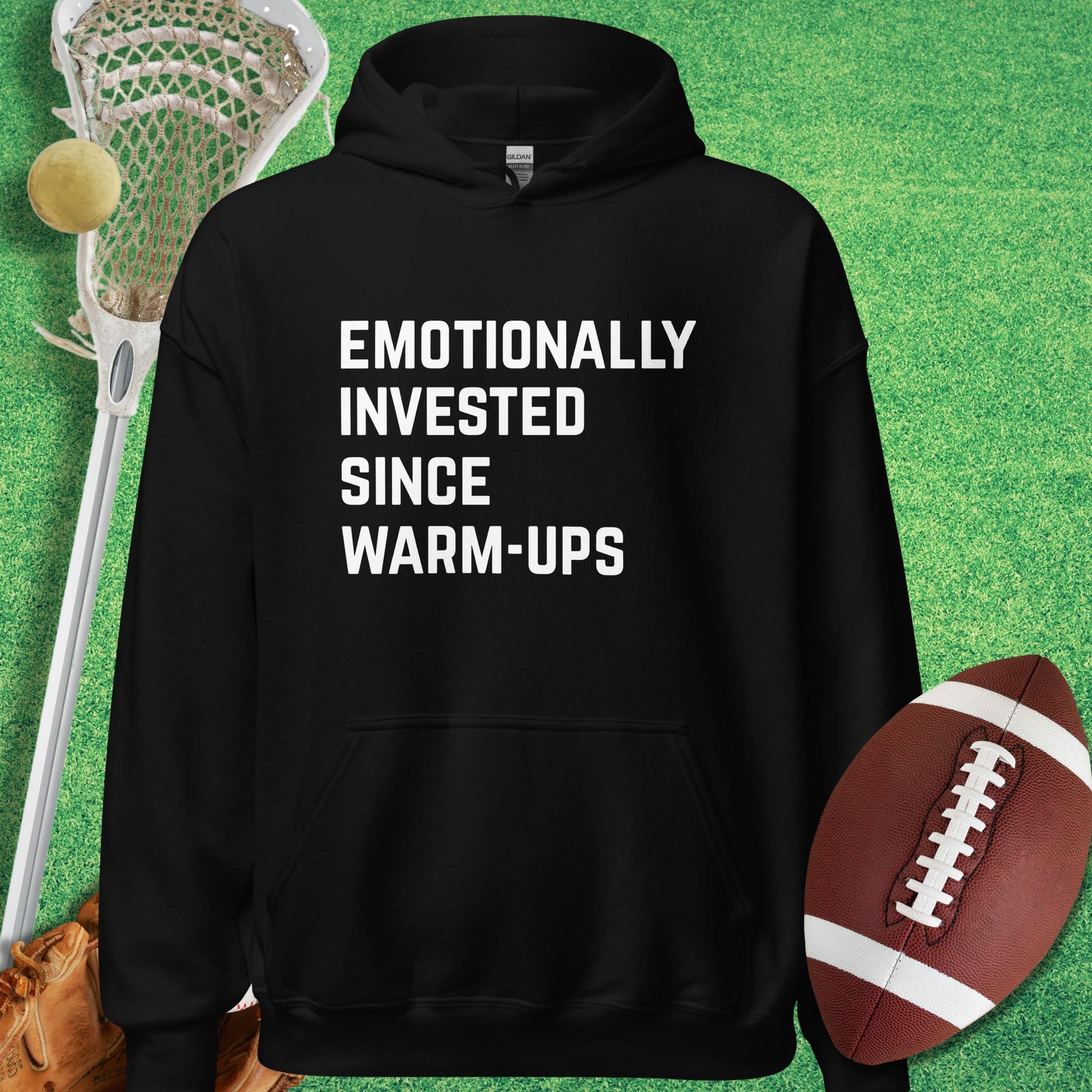 Emotionally Invested Hoodie in Black - Funny Sports Hoodie | Sideline Gods