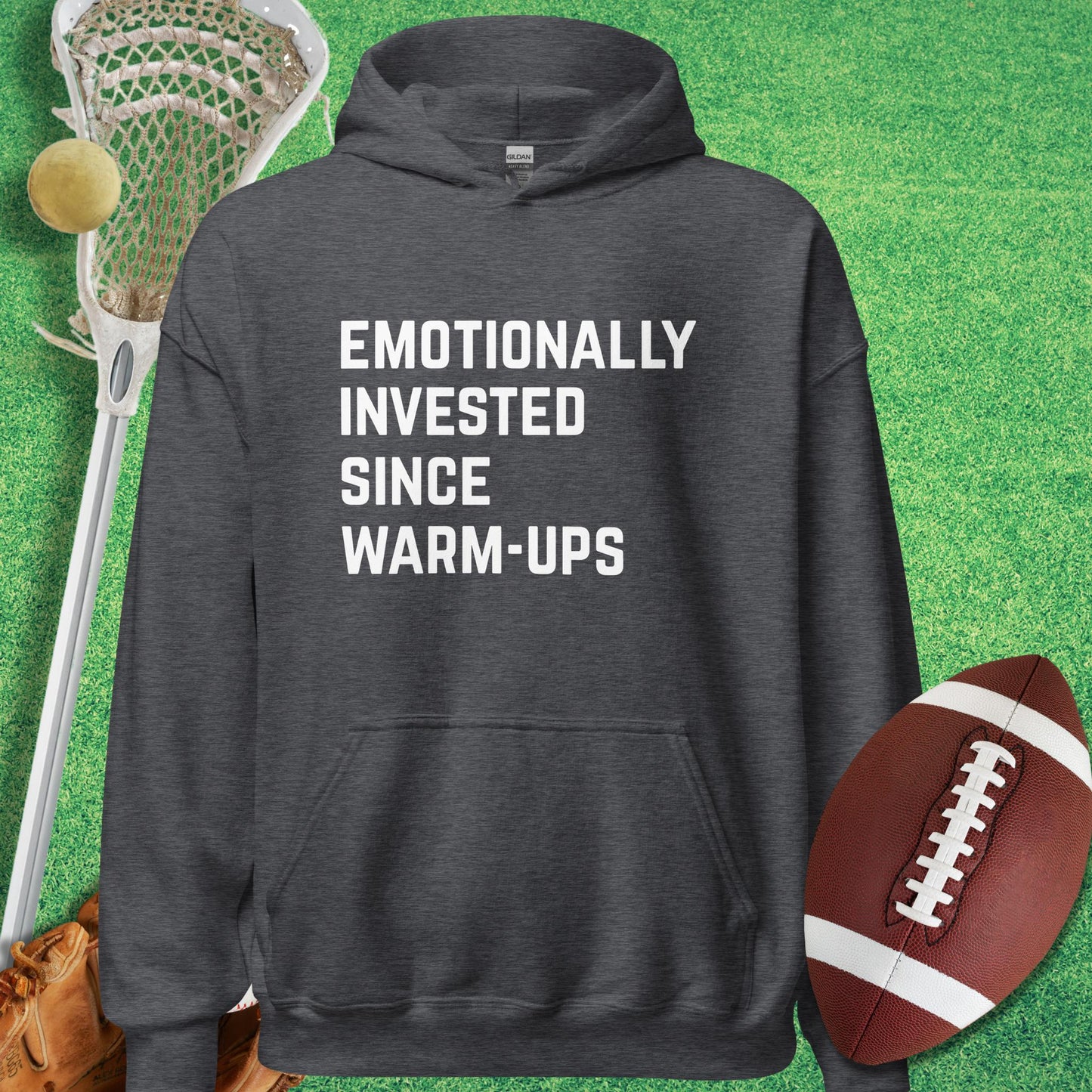 Emotionally Invested Hoodie in Dark Heather - game day Hoodie | Sideline Gods