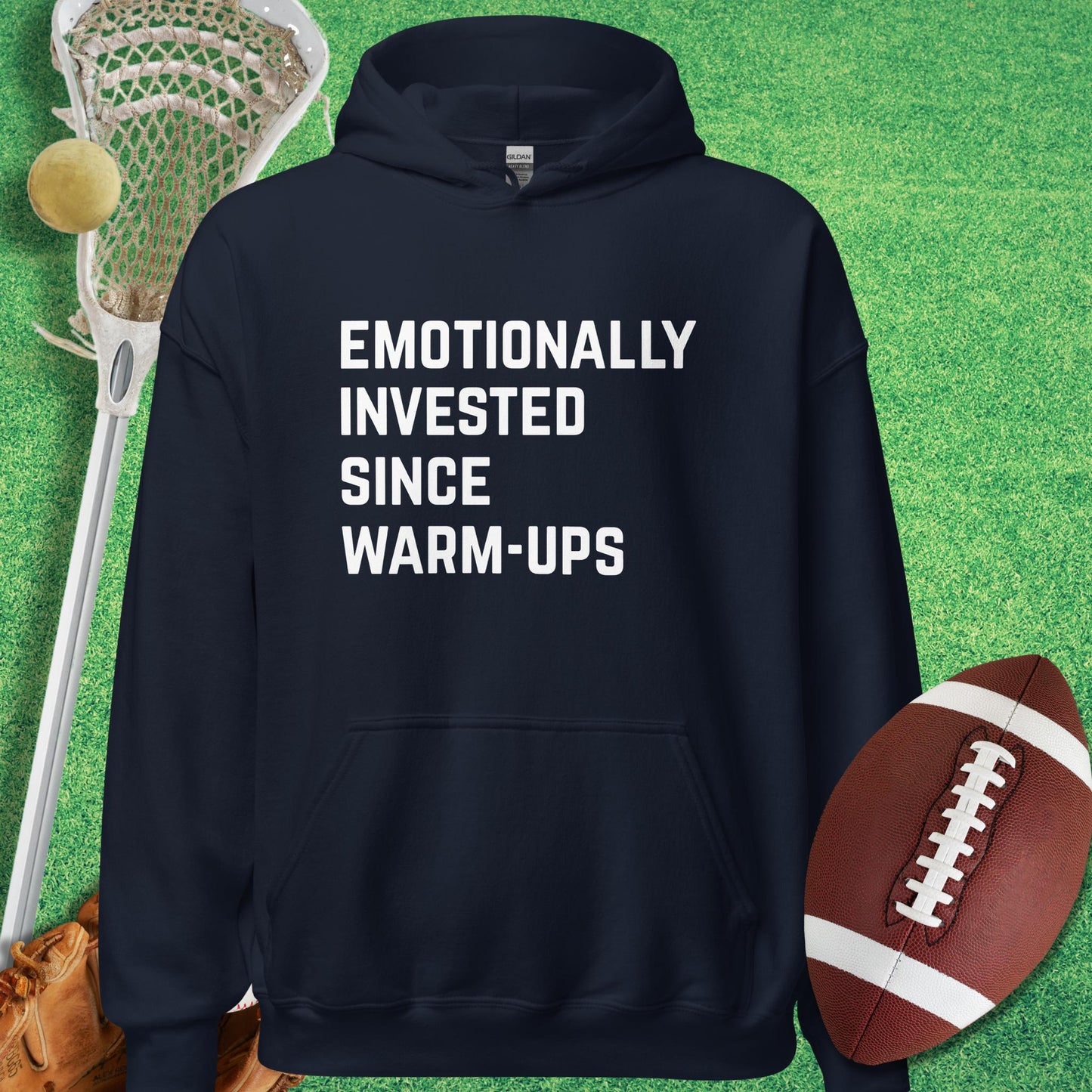 Emotionally Invested Hoodie in Navy - sports parents Hoodie | Sideline Gods