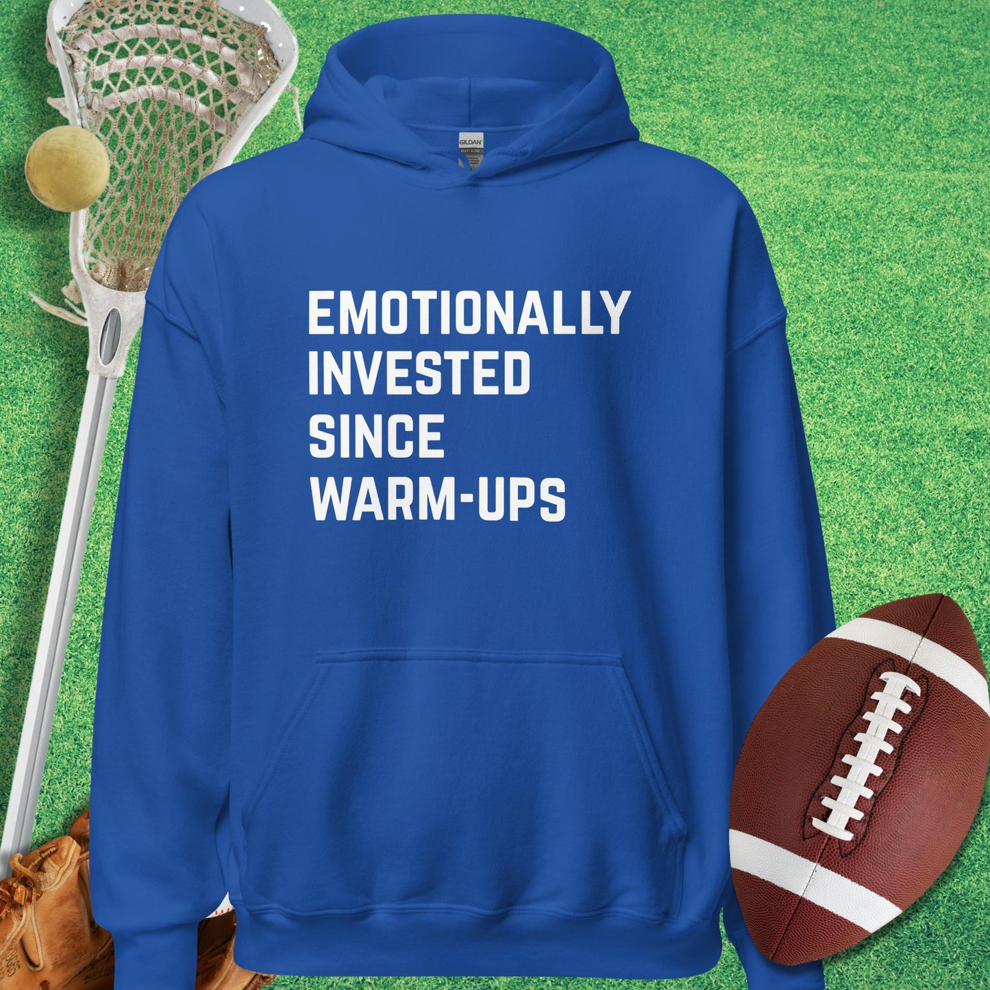 Emotionally Invested Hoodie in Royal - funny sideline Hoodie | Sideline Gods