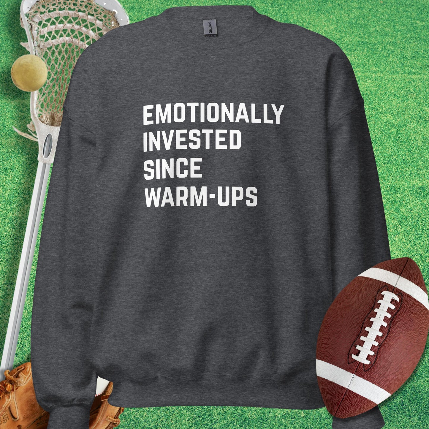Emotionally Invested Sweatshirt in Dark Heather - game day Sweatshirt | Sideline Gods