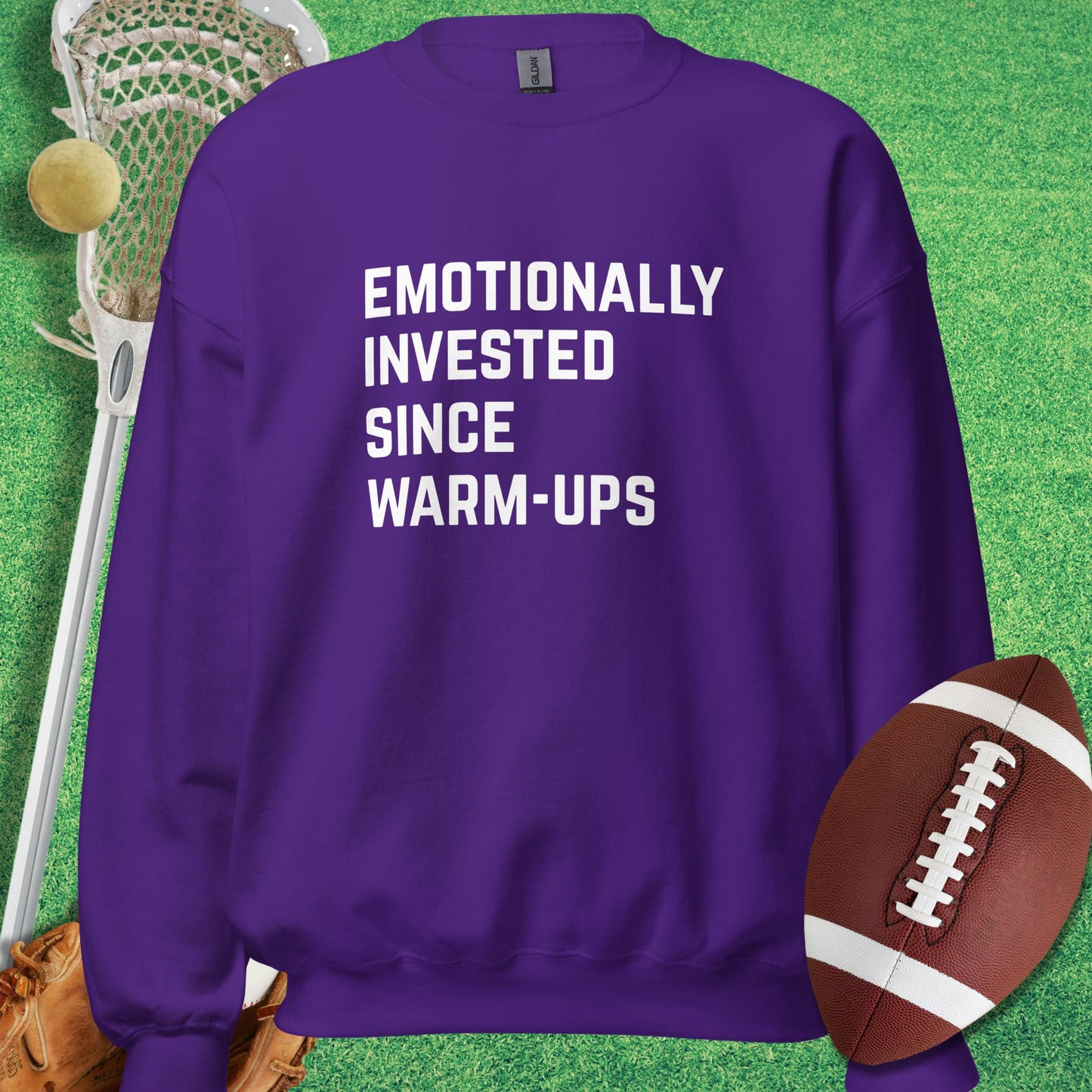 Emotionally Invested Sweatshirt in Purple - sports parents Sweatshirt funny | Sideline Gods