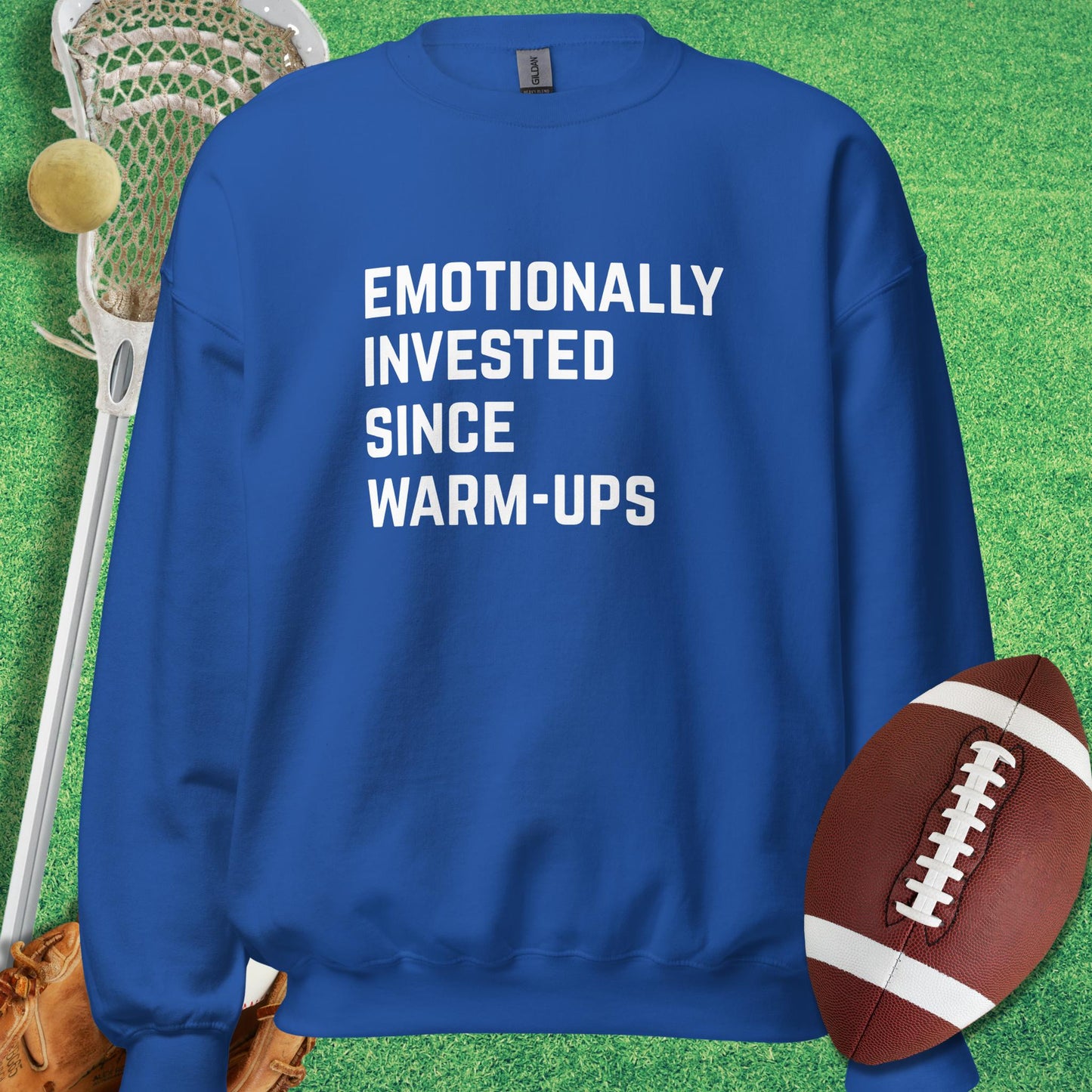 Emotionally Invested Sweatshirt in Royal - funny sideline Sweatshirt | Sideline Gods