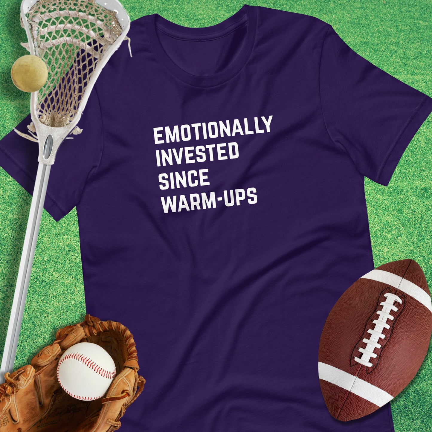 Emotionally Invested T-Shirt in Team Purple - funny sideline T-Shirt | Sideline Gods