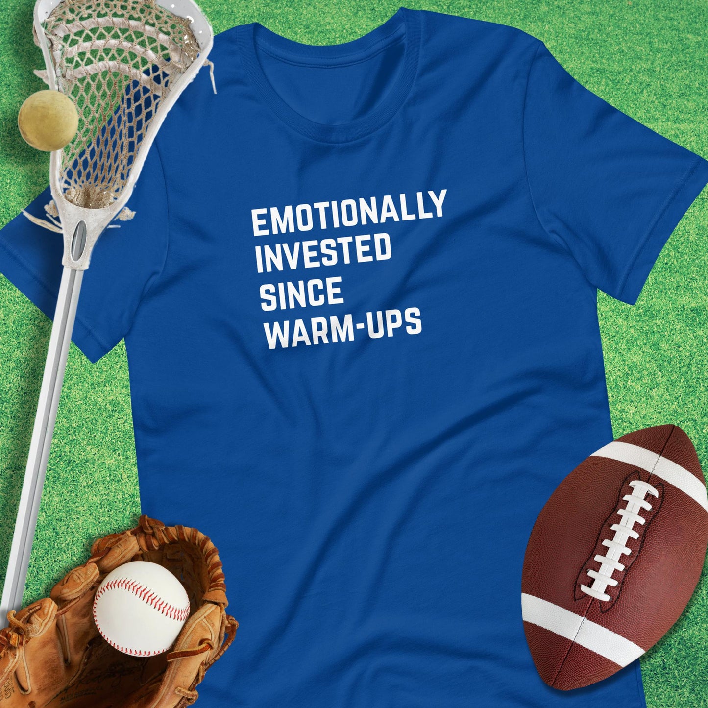 Emotionally Invested T-Shirt in True Royal - funny T-Shirt for gameday | Sideline Gods
