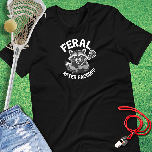 Feral After Faceoff T-Shirt in Black - Lacrosse T-Shirt for Players and Fans | Sideline Gods