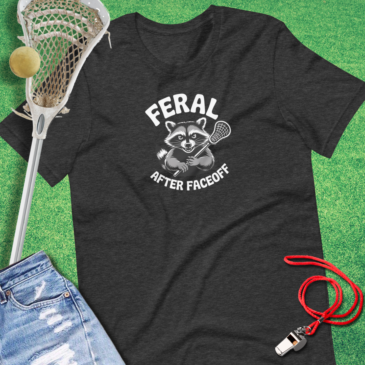 Feral After Faceoff T-Shirt in Dark Grey Heather - Lax Apparel for Players and Fans | Sideline Gods