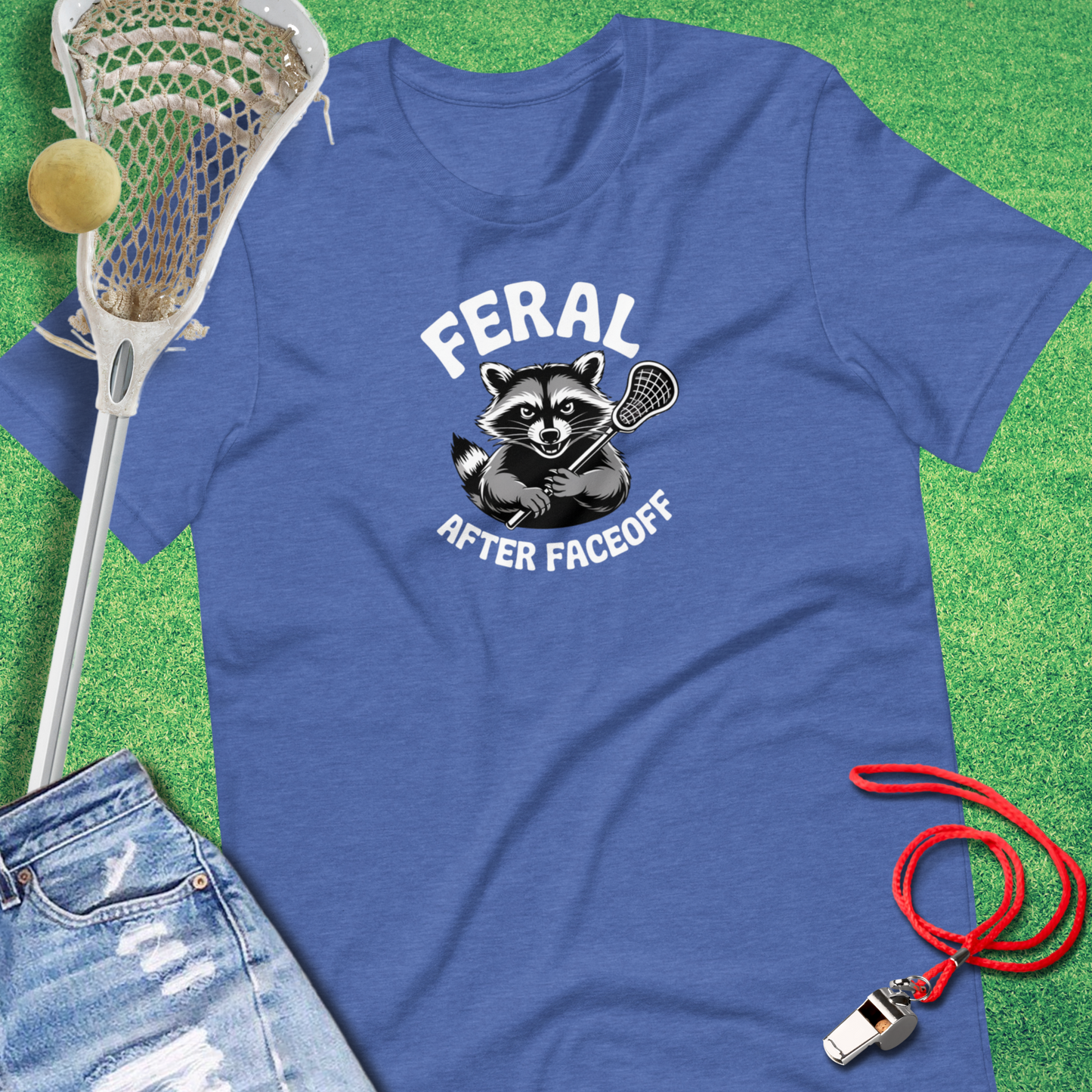 Feral After Faceoff T-Shirt in Heather True Royal - Lax T-Shirt for Players and Fans | Sideline Gods