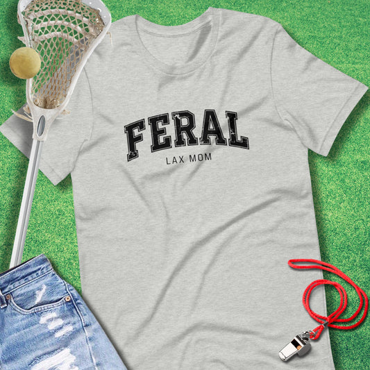 Feral Lax Mom T-Shirt in Athletic Heather - Lacrosse Mom T-Shirt | Sideline Gods