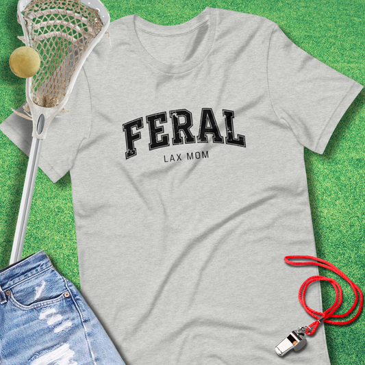 Feral Lax Mom T-Shirt in Athletic Heather - Lax Mom Gift by Sideline Gods