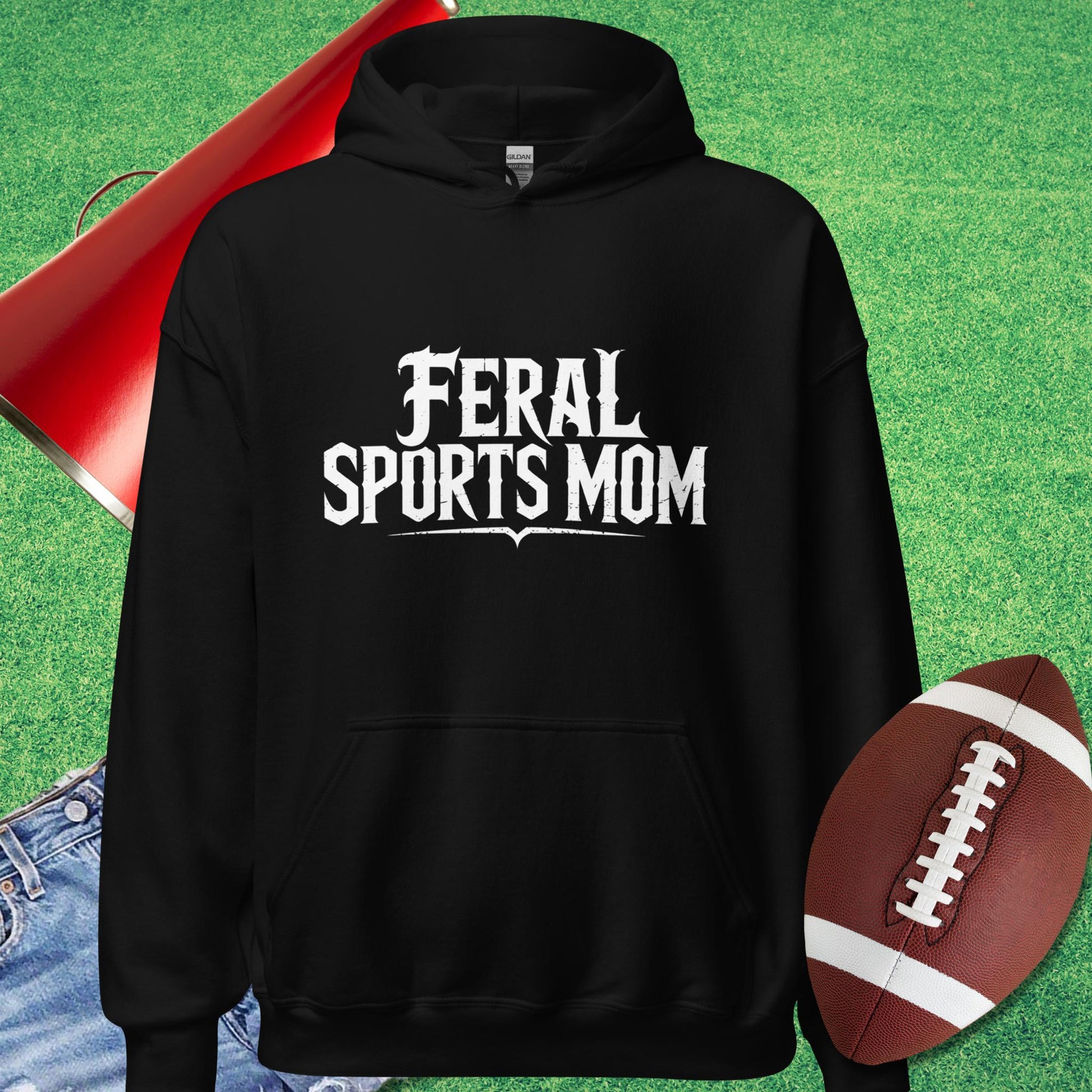 Feral Sports Mom Hoodie in Black - Football Mom Christmas Gifts by Sideline Gods