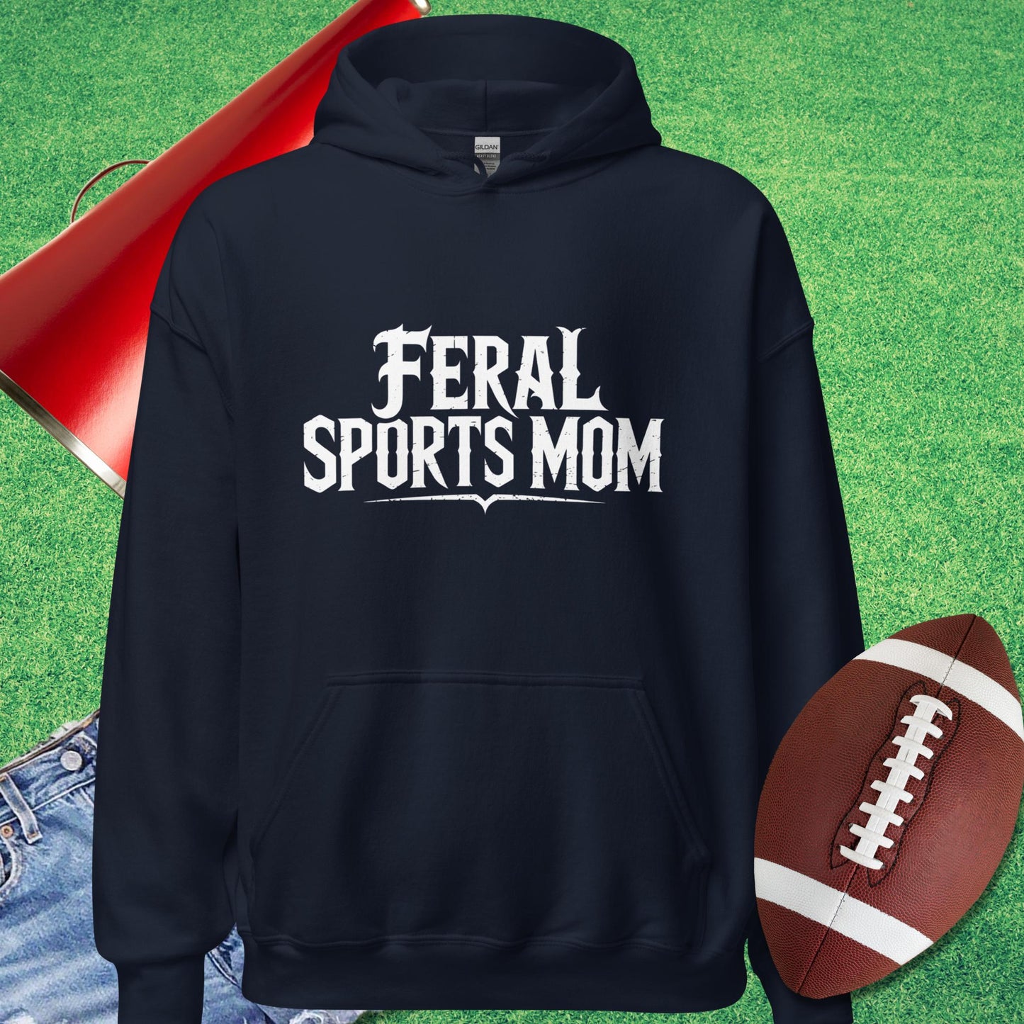 Feral Sports Mom Hoodie in Navy - Football Mom Present Ideas by Sideline Gods