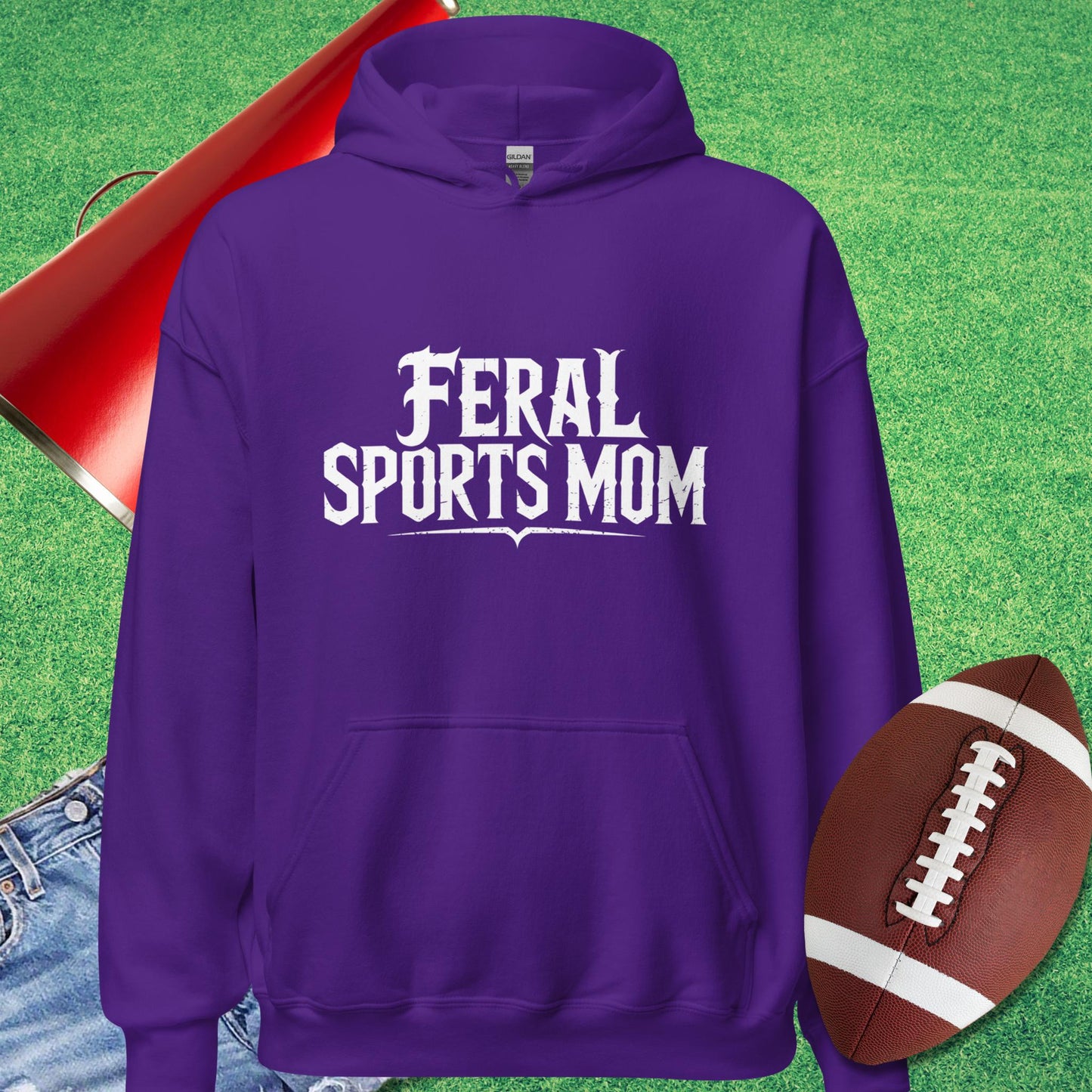 Feral Sports Mom Hoodie in Purple - Sports Mom Gifts by Sideline Gods