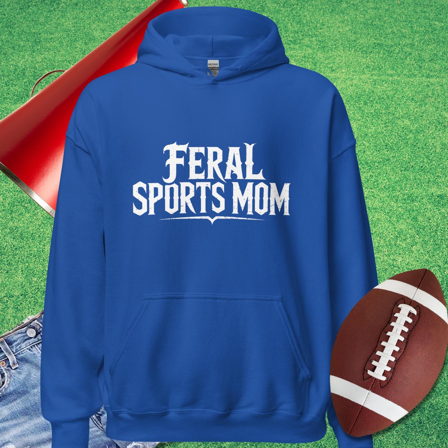 Feral Sports Mom Hoodie in Royal - Team Mom Gift by Sideline Gods