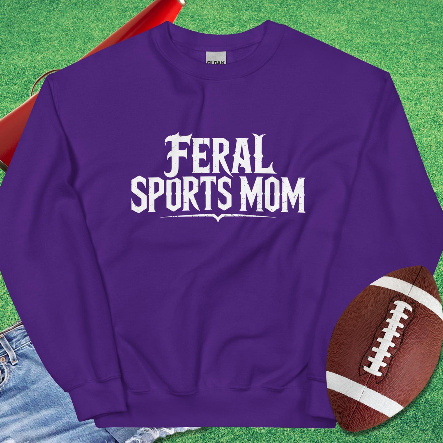 Feral Sports Mom Sweatshirt in Purple - Football Mom Present Ideas by Sideline Gods