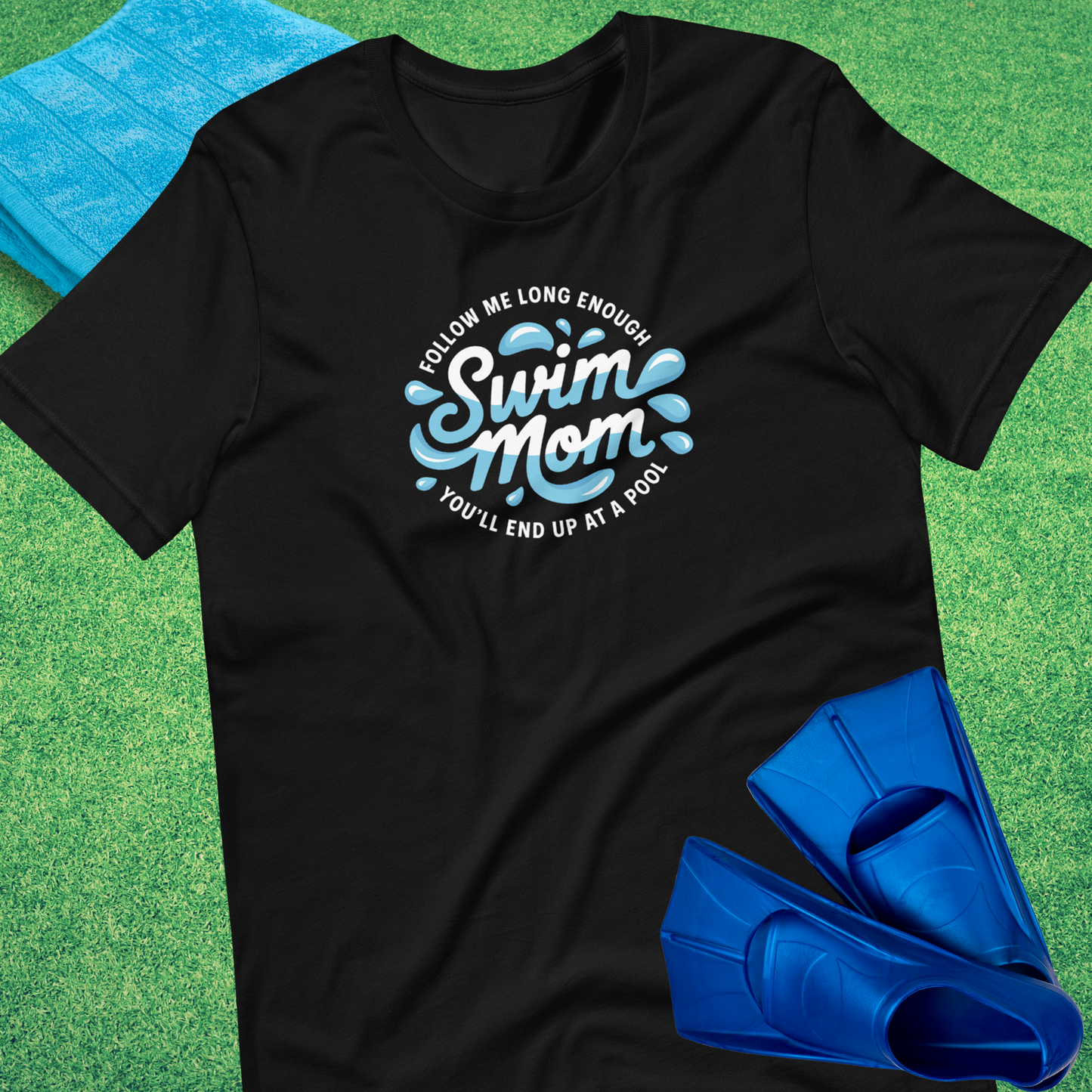 Follow Me Long Enough Swim Mom T-shirt in Black - Swim Team Mom Tournament T-Shirt | Sideline Gods