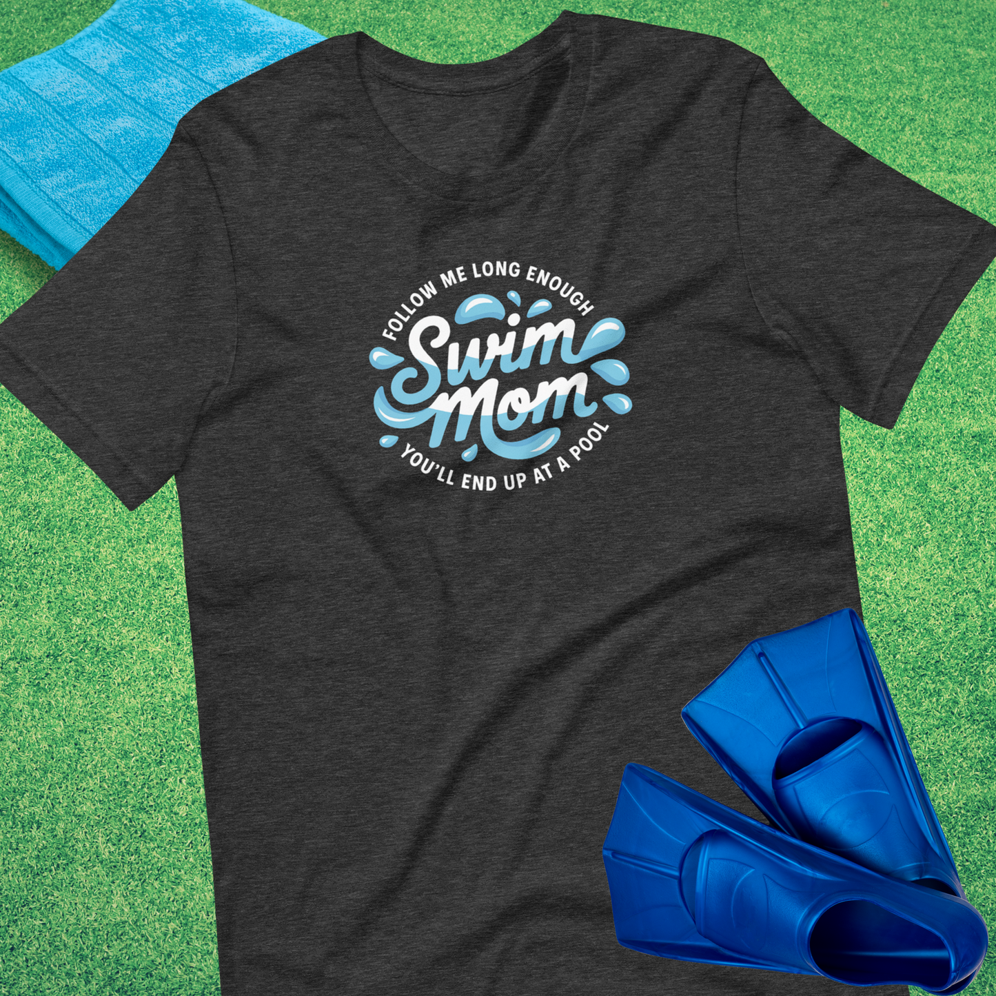 Follow Me Long Enough Swim Mom T-shirt in Dark Grey Heather - Pool Mom T-Shirt | Sideline Gods