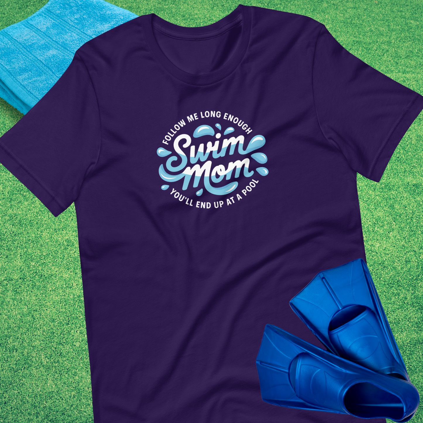 Follow Me Long Enough Swim Mom T-shirt in Team Purple - Swim Team Mom Spirit | Sideline Gods