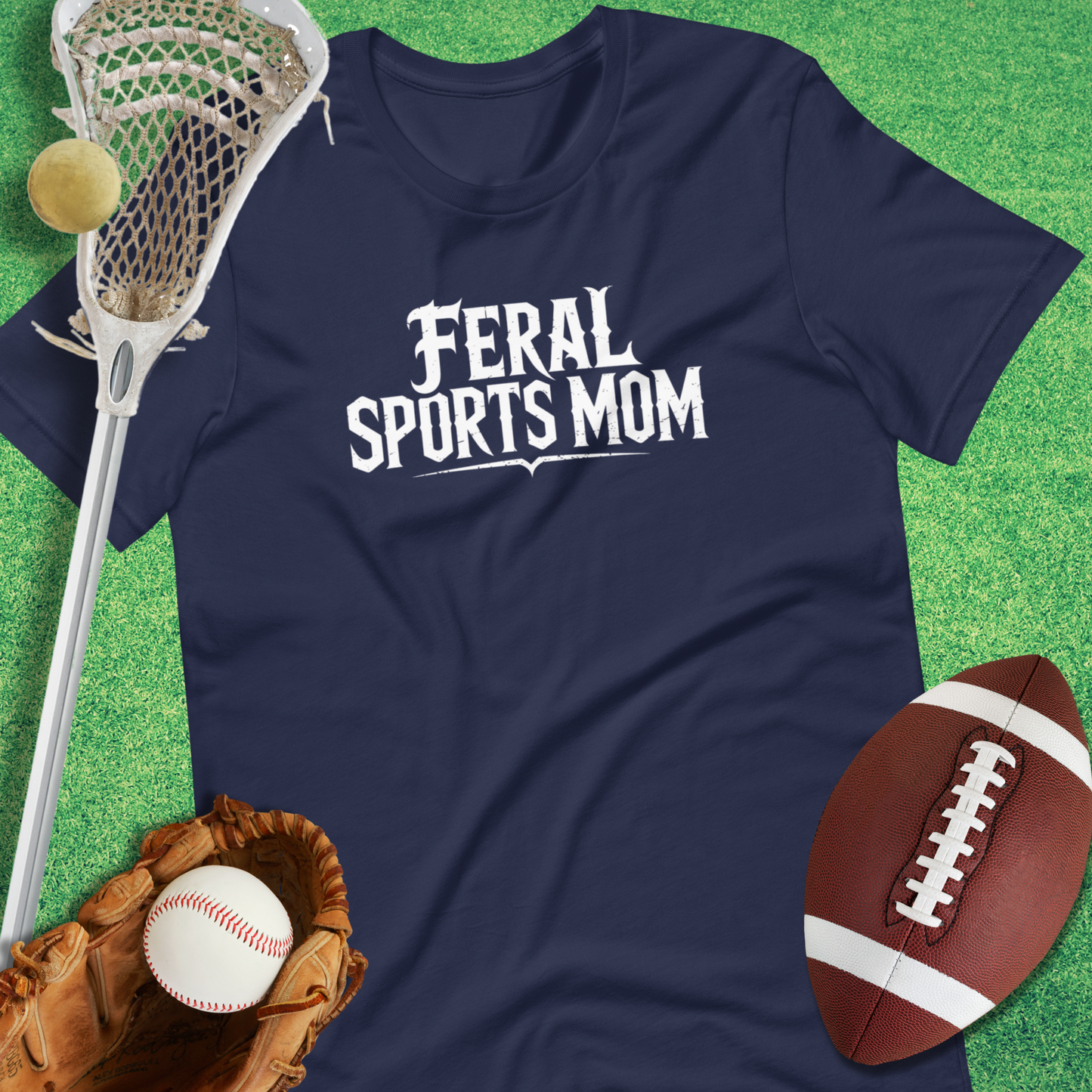 Feral Sports Mom t-shirt with bold funny game day slogan